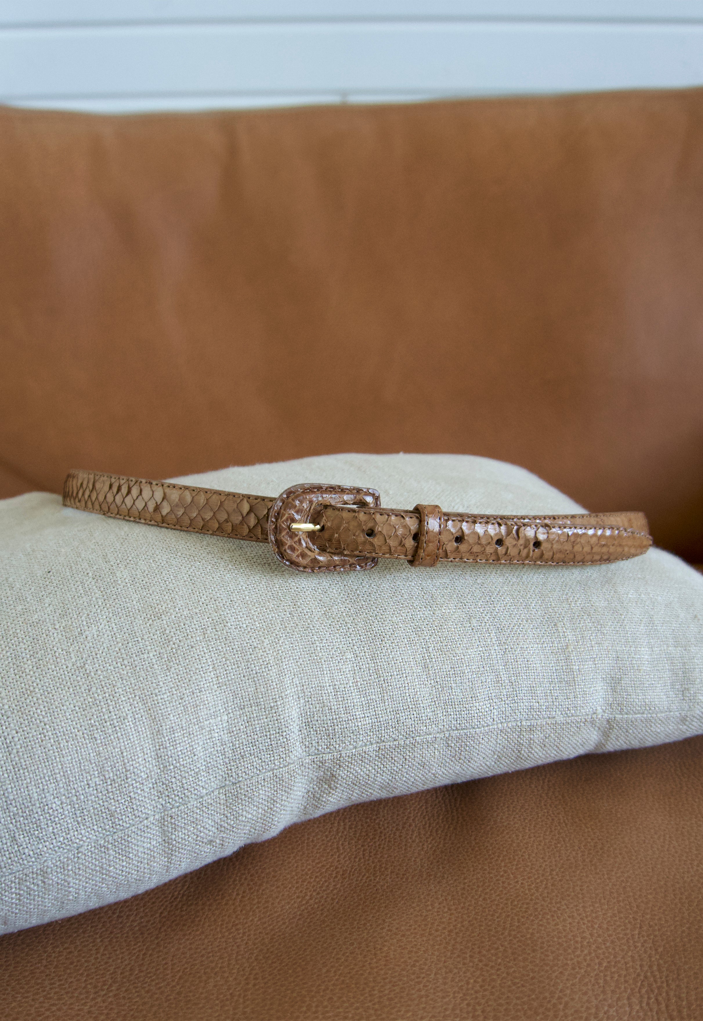 Vintage Mid Cenutry Skinny Snakeskin Snake Belt