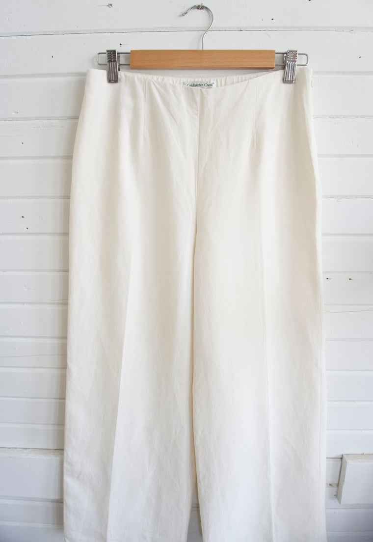 Contemporary Silk/ Linen Wide Leg Cropped Pants