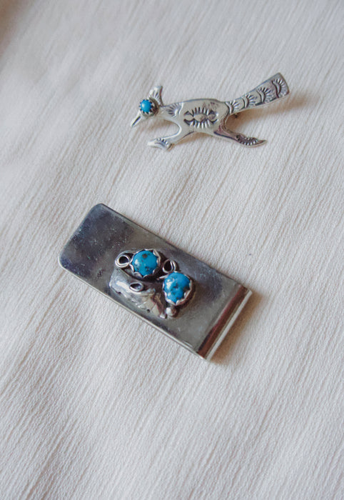 Idylwild Vintage Turquoise and Sterling Silver Money Clip 