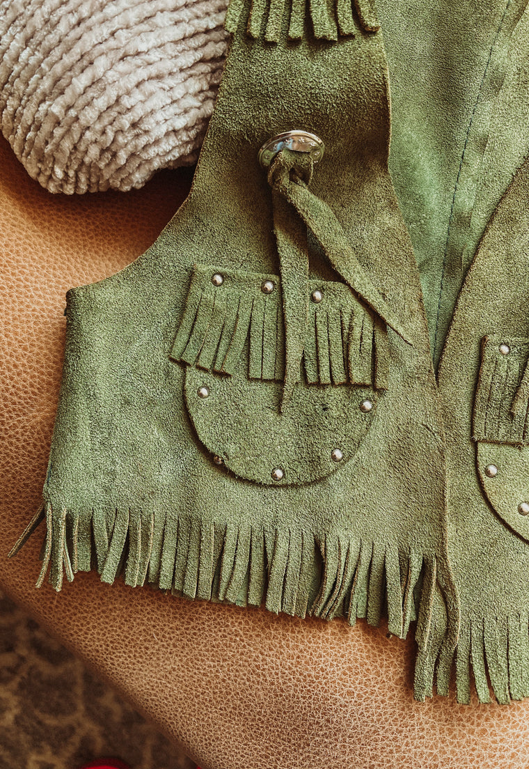 Idylwild Vintage Fringe Leather Toddler Cowboy Vest 2-3 yo