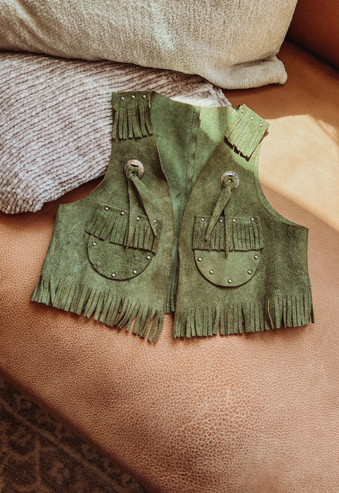 Idylwild Vintage Fringe Leather Toddler Cowboy Vest 2-3 yo