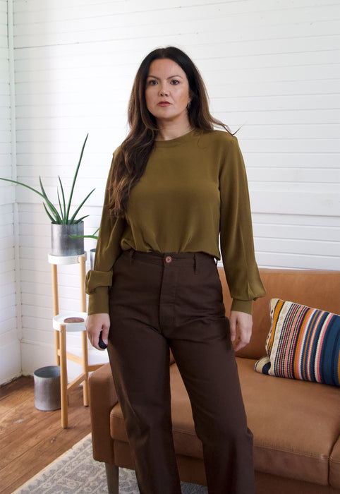 Olive Silk Blouse