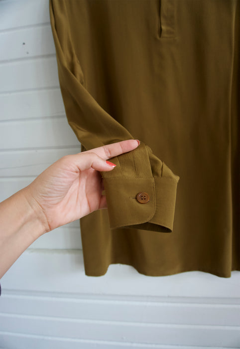 Olive Silk Blouse