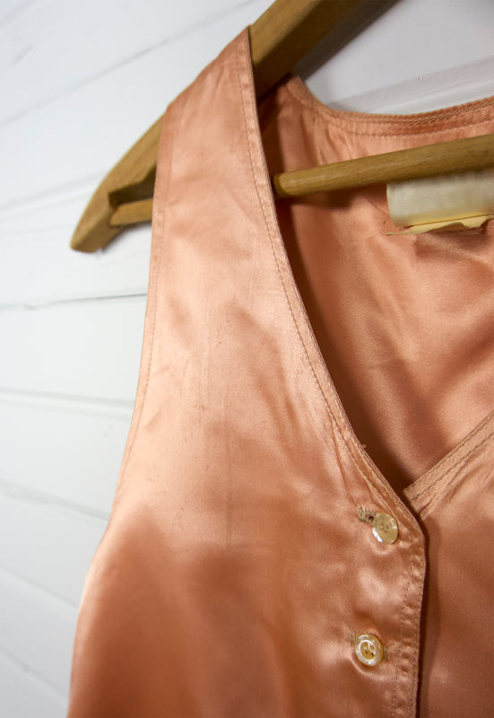 70's Peach Satin Disco Vest