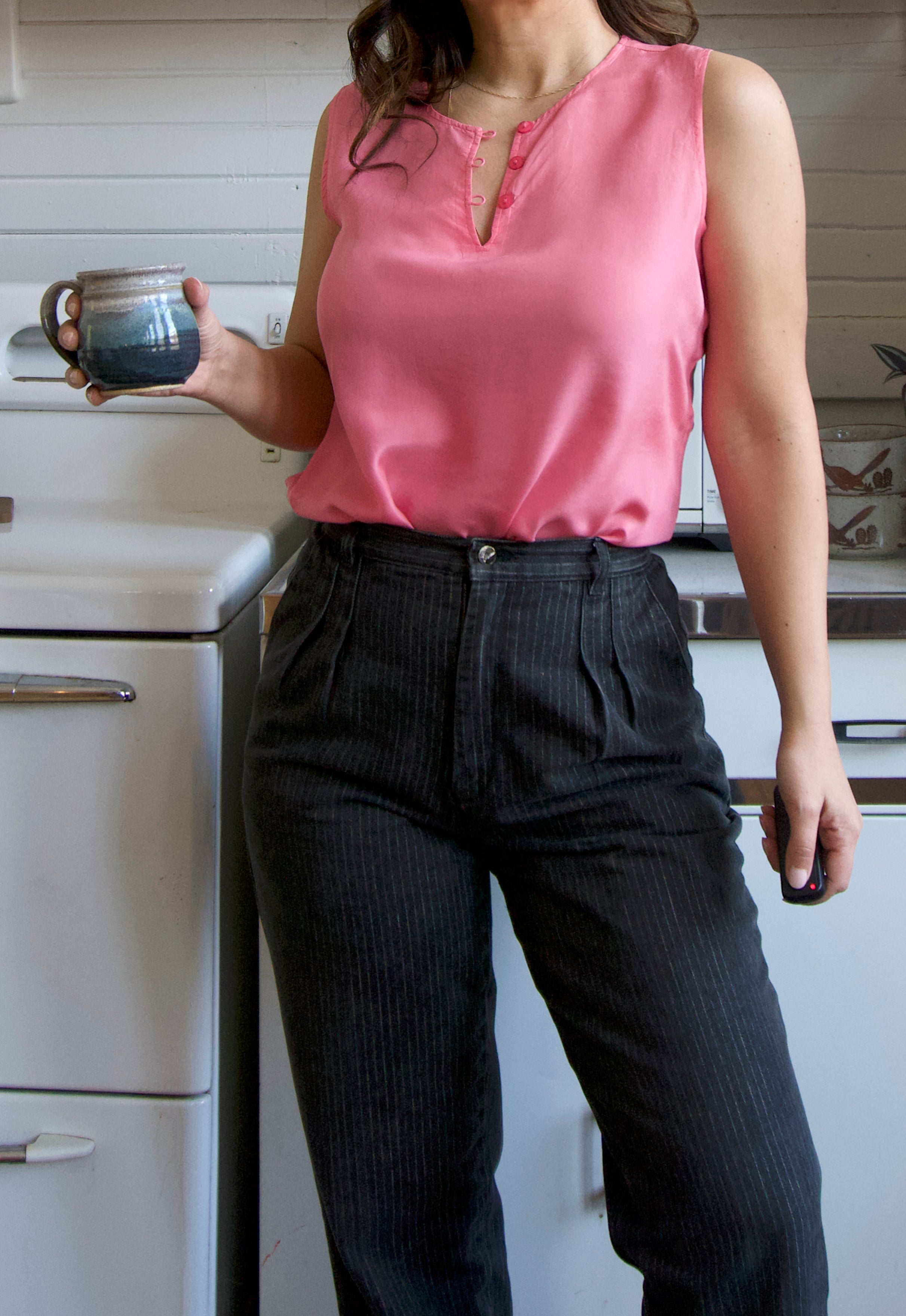 Vintage Geranium Pink Silk Tank Christie Araujo