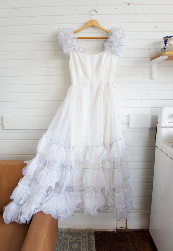 Rare Vintage Wedding Dress Boho Ruffle