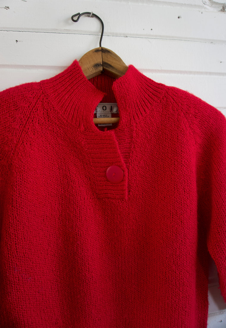 Vintage 80's 3/4 Sleeve Red Sweater