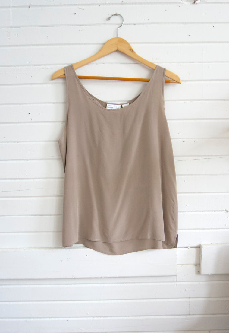 Vintage Taupe Silk Tank XL