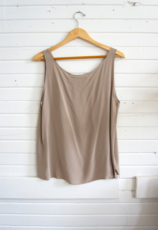 Vintage Taupe Silk Tank XL