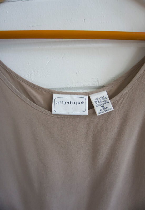 Vintage Taupe Silk Tank XL