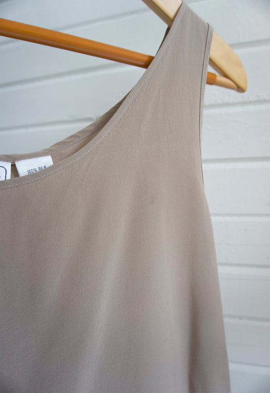 Vintage Taupe Silk Tank XL