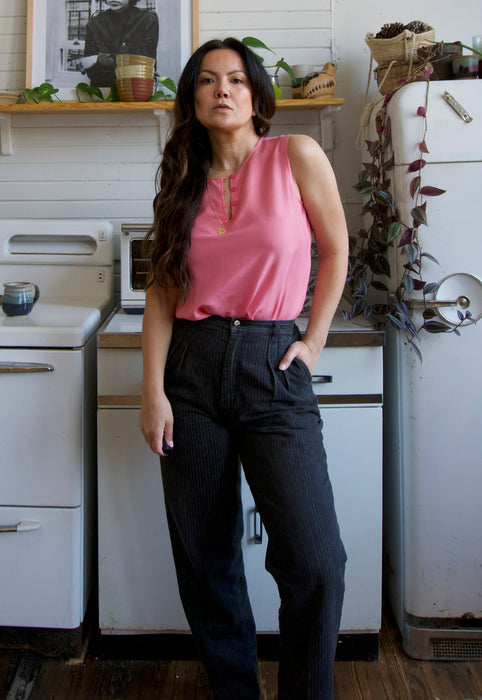 Vintage Geranium Pink Silk Tank Christie Araujo