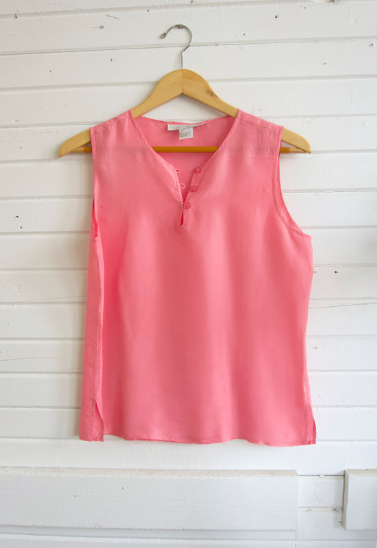 Vintage Geranium Pink Silk Tank 