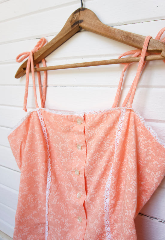 Christie Araujo Idylwild Vintage Southern Peach Prairie Cottagecore Shoulder Ties Vintage Camisole