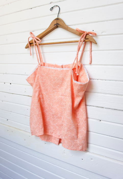 Christie Araujo Idylwild Vintage Southern Peach Prairie Cottagecore Shoulder Ties Vintage Camisole