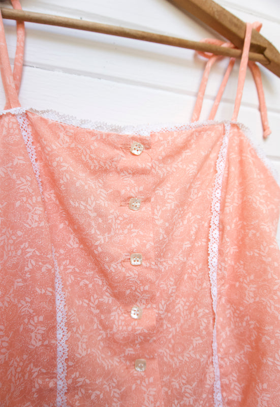 Christie Araujo Idylwild Vintage Southern Peach Prairie Cottagecore Shoulder Ties Vintage Camisole