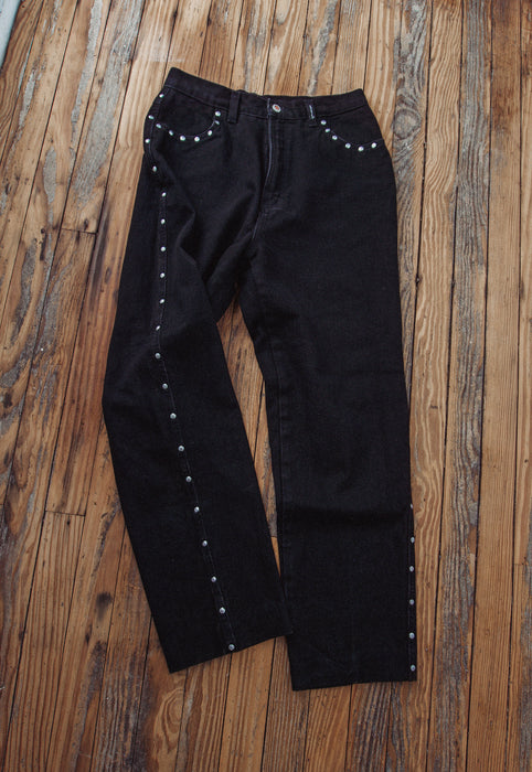 Christie Araujo Jet Black Studded Rockies Jeans 28