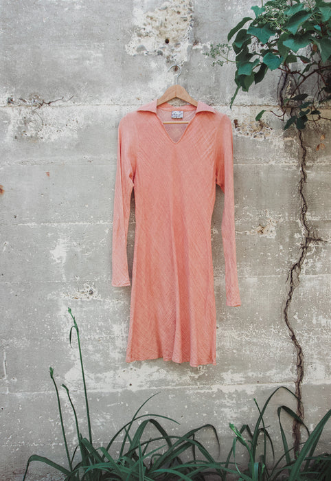 Idylwild Vintage Organic Cotton French Rose Clay Long Sleeve Shirtdress