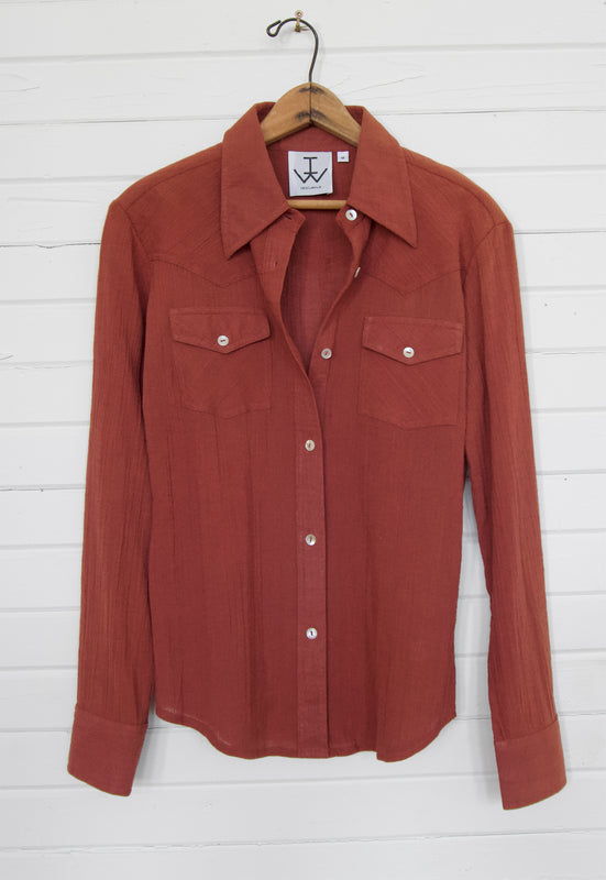 Idylwild Vintage Style Clay Cotton Gauze Western Cowboy Shirt Christie Araujo