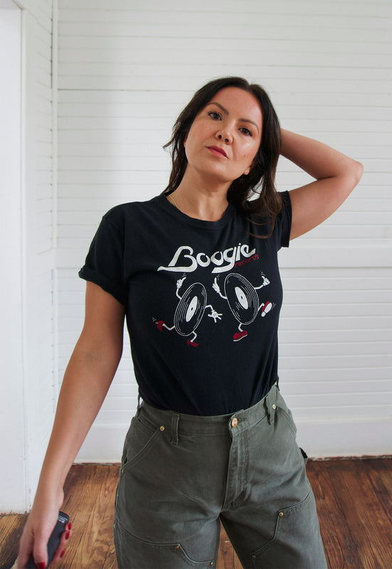 Vintage 70s Boogie Tee Vinyl Records Christie Araujo