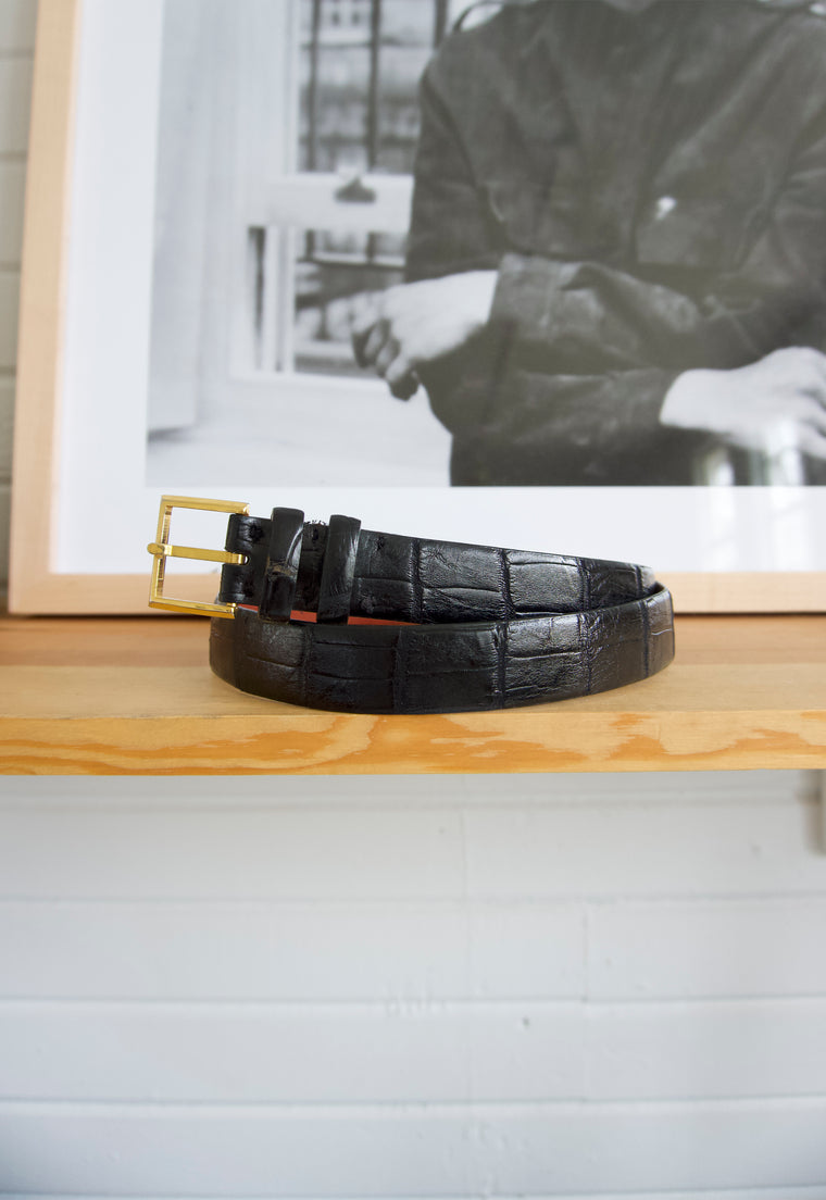 American Alligator Exotic Black Vintage Belt