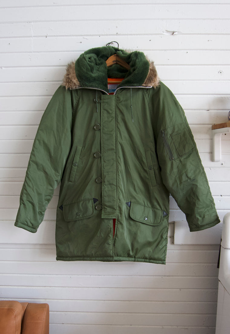 1970s Army Green Work Leisure Snorkel Parka