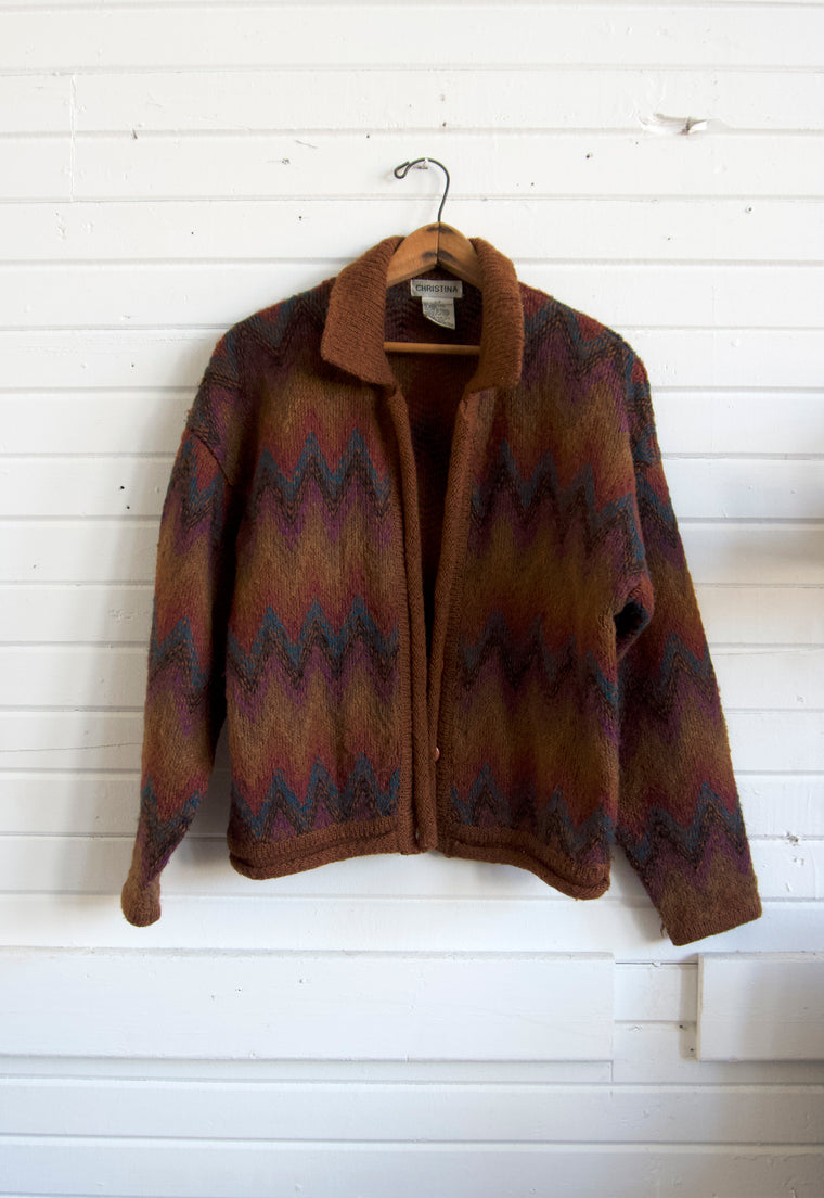 Vintage Zig Zag Cardigan Sweater 