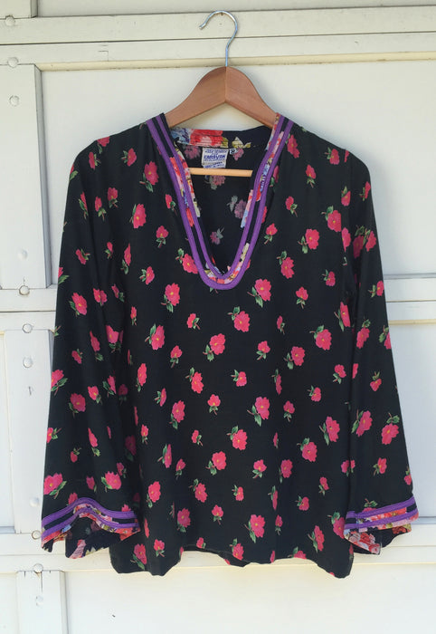 1970's Indian Bell Sleeve Rayon Blouse