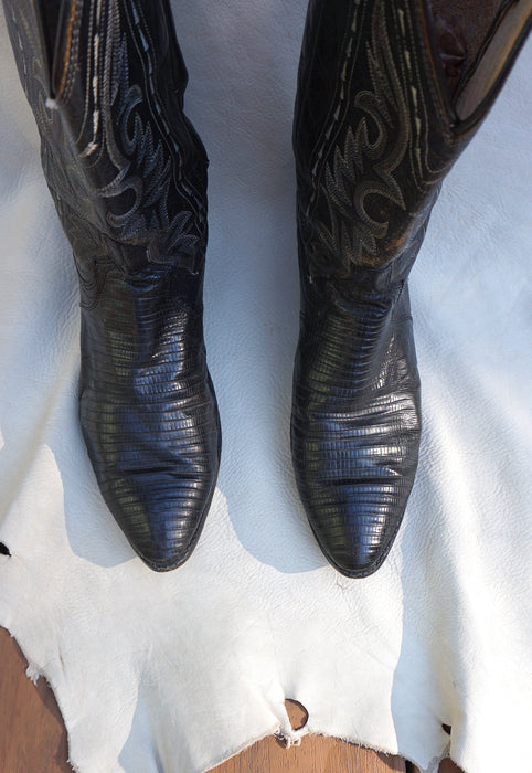 Idylwild Men's Vintage Dan Post Black Snake Cowboy Boots 10D 