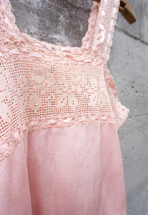 Blush Lace and Silk Peach Camisole Vintage Cami