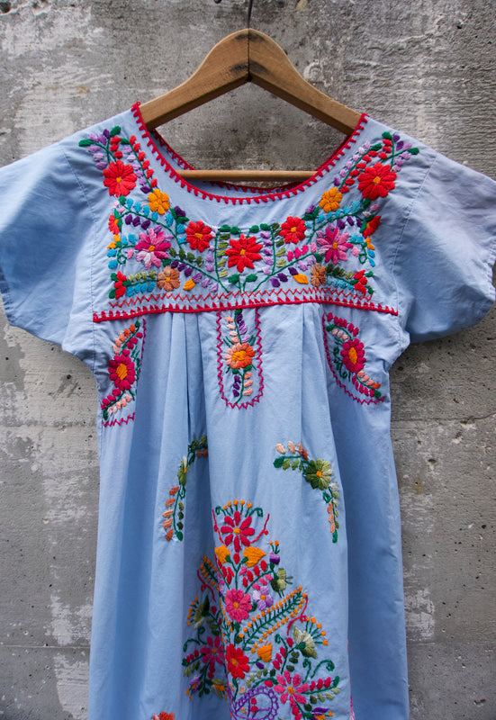 Idylwild Vintage Traditional Mexican Folk Art Embroidered Pueblo Dress Girls