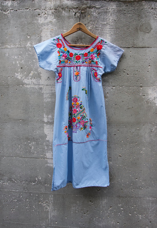 Idylwild Vintage Traditional Mexican Folk Art Embroidered Pueblo Dress Girls
