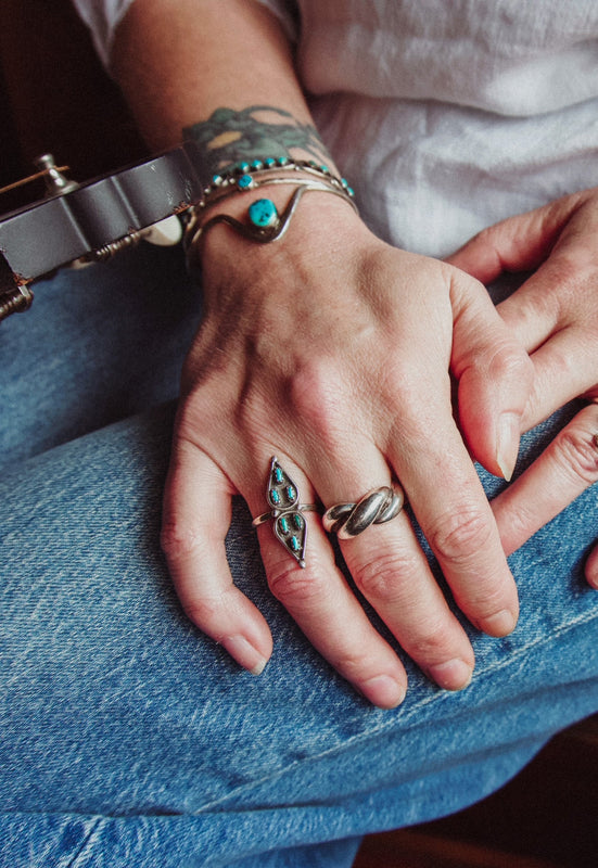 Vintage Sterling Silver Turquoise Zuni Needlepoint Ring Idylwild