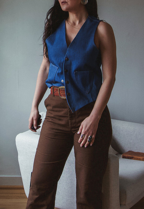 Christie Araujo Idylwild Vintage 70s Pointed Pocket Sears Denim Vest