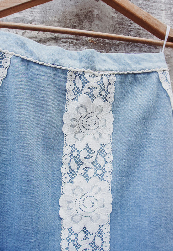 Vintage Denim and Lace Idylwild Vintage Kerchief Hem Country Girl Skirt
