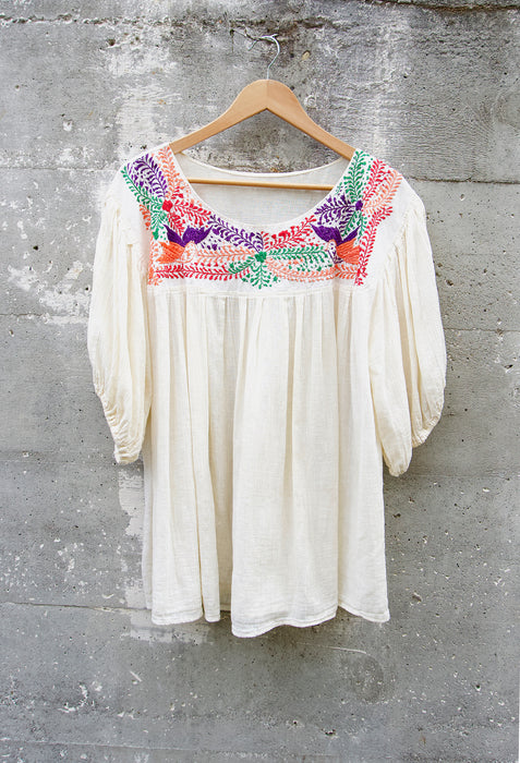 Idylwild Vintage Crinkly Cotton Gauze Embroidered Top