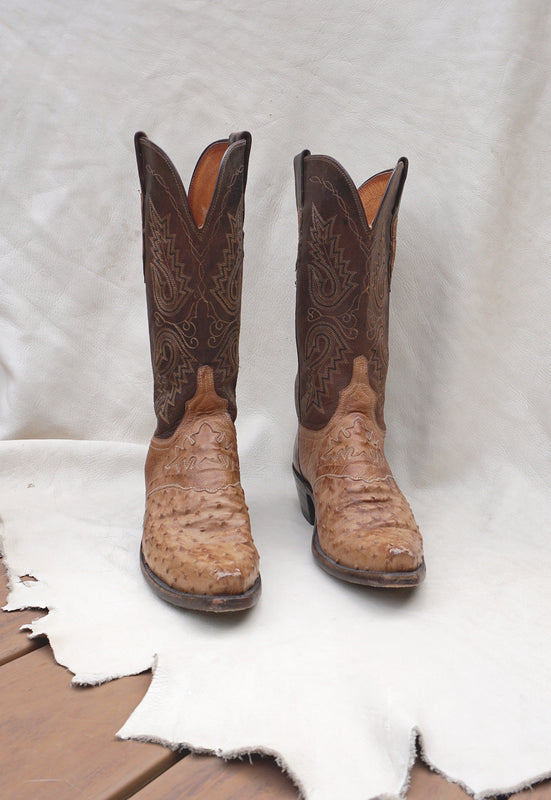 Idylwild Vintage Women's Tan  and Camel Lucchese Ostrich Boots 7.5B