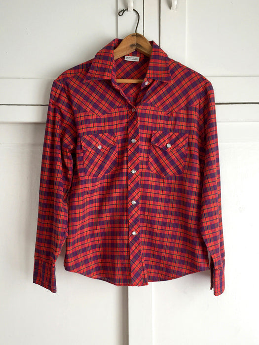 Vintage Women's Red Western Pearl Snap Shirt