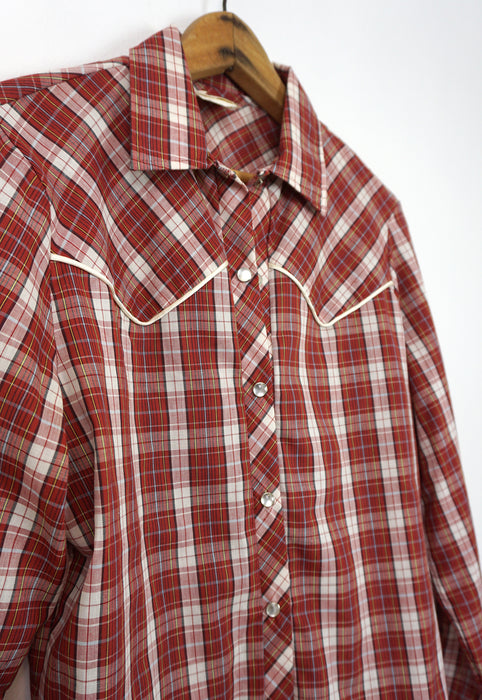 Vintage Women's Red Pearl Snap Western Shirt