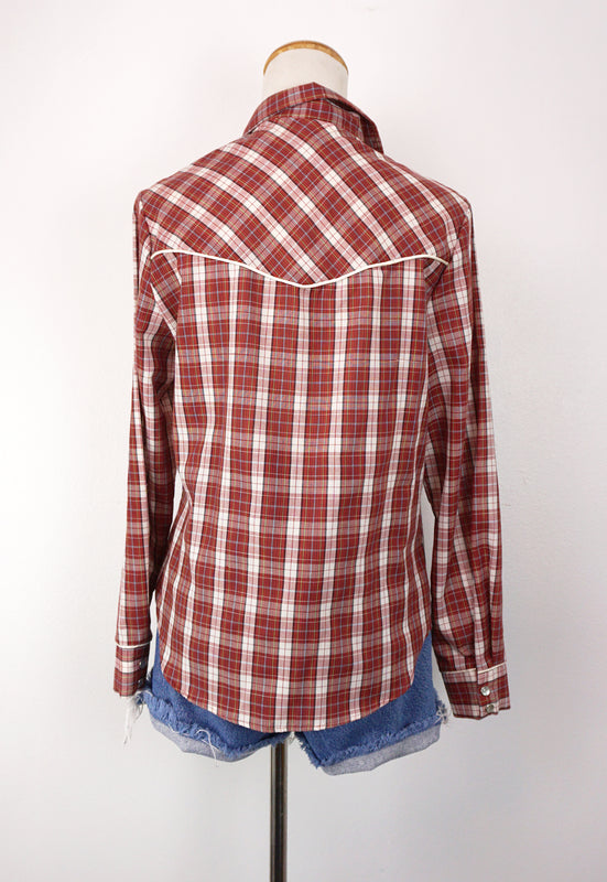 Vintage Women's Red Pearl Snap Western Shirt