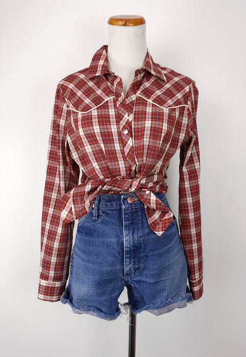 Vintage Women's Red Pearl Snap Western Shirt