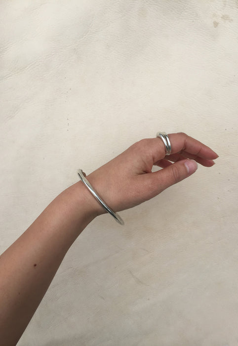 Organic Free Form Minimalist Solid Sterling Silver Stackable Ring Cashmere Cactus Hand Made Desert Jewelry