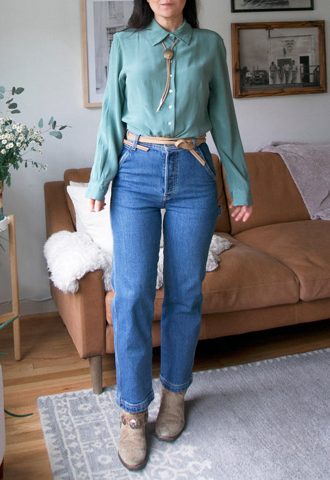 Seafoam Silk 90's Vintage Blouse Christie Araujo