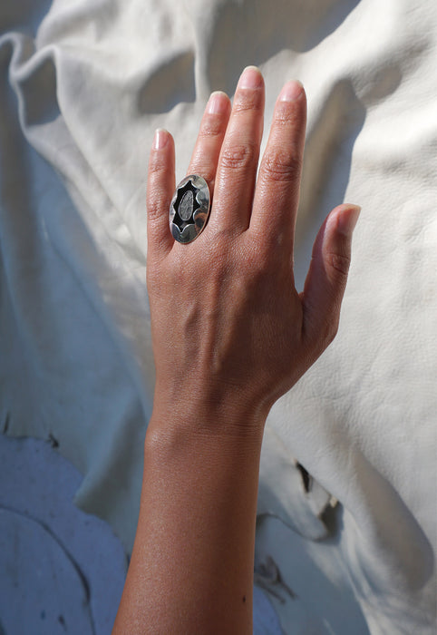 Idylwild Vintage Shadowbox Quartzite Black Stone Ring