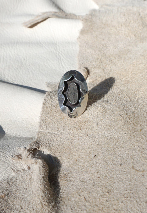 Idylwild Vintage Shadowbox Quartzite Black Stone Ring