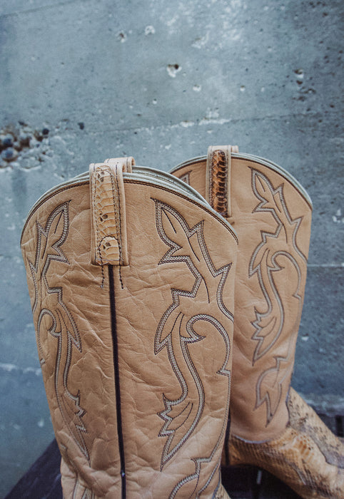 Vintage Snakeskin Blonde Vintage Western Cowboy Cowgirl Boots
