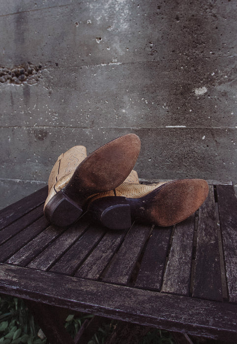 Vintage Snakeskin Blonde Vintage Western Cowboy Cowgirl Boots