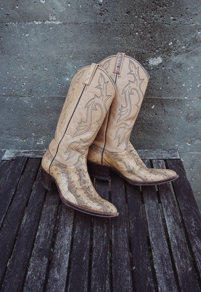 Blonde Snake Cowboy Boots Women's Size 8.5