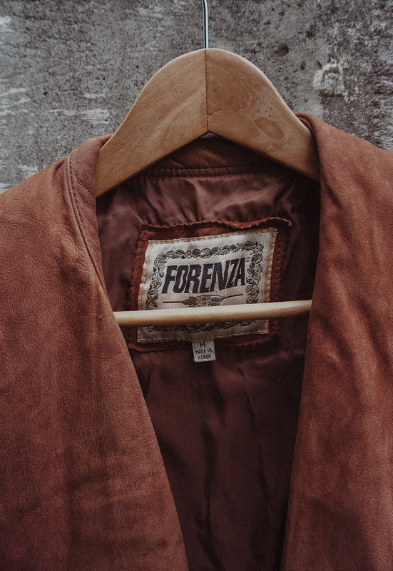 Vintage tobacco fringe leather jacket