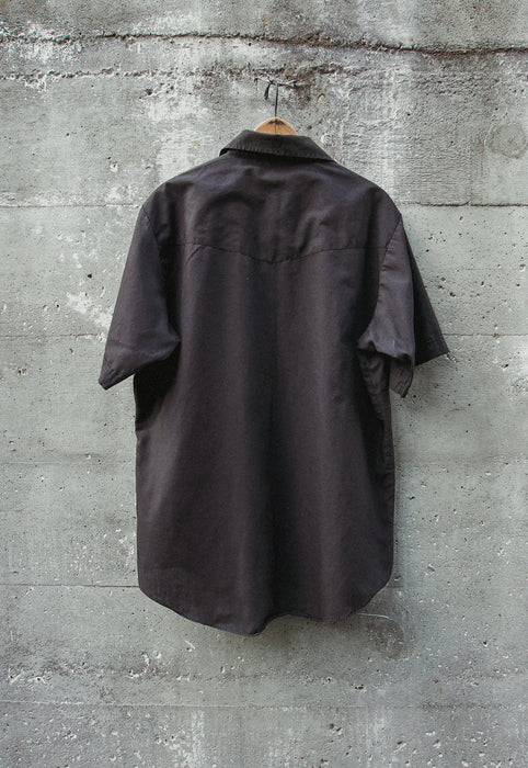 Black Short Sleeve Pearl Snap Western Shirt Large